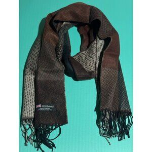Beonon 100% Cashmere Scarf Made in Scotland - Brown & Grey Tartan Plaid